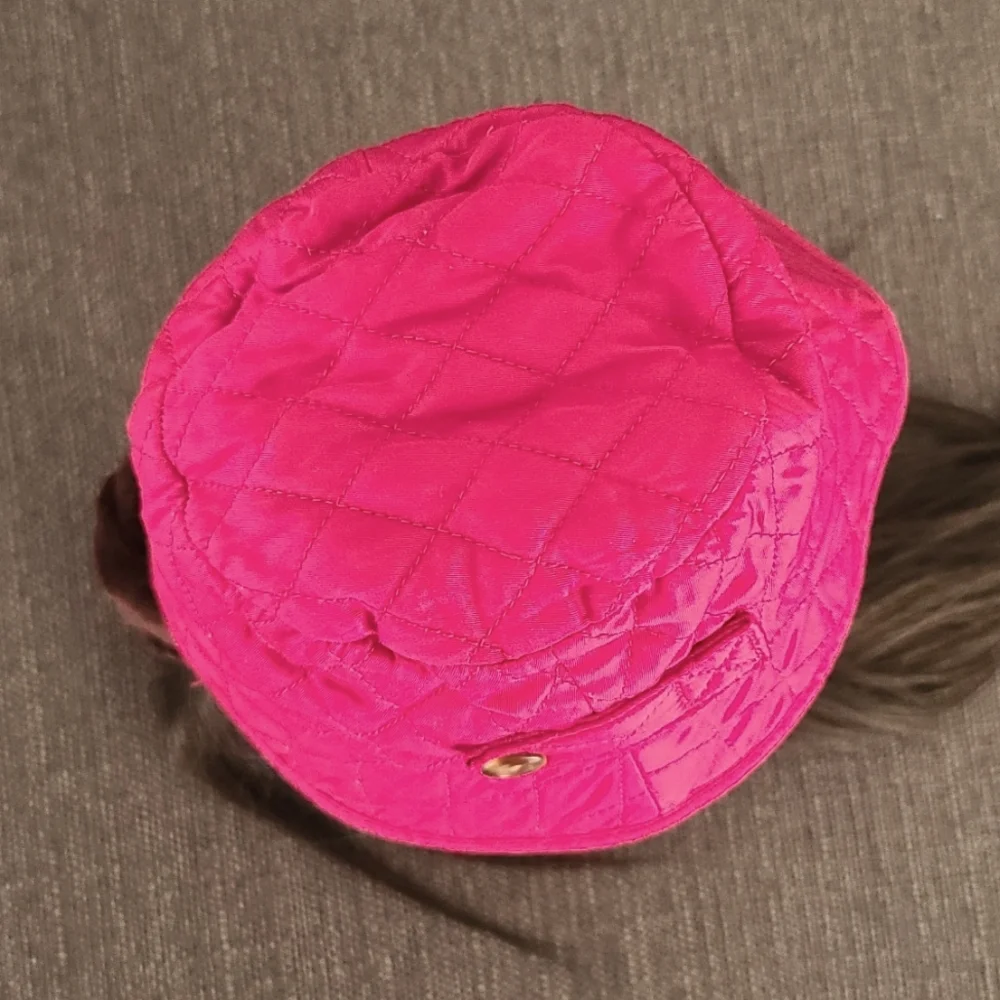 BABY GAP Quilted Cargo Bucket Hat Infant Baby Girl 6-12 mo Fuscia Dark Pink